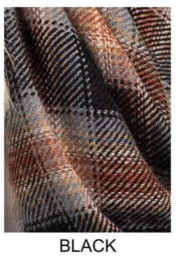 Plaid Fringe Edged Scarf