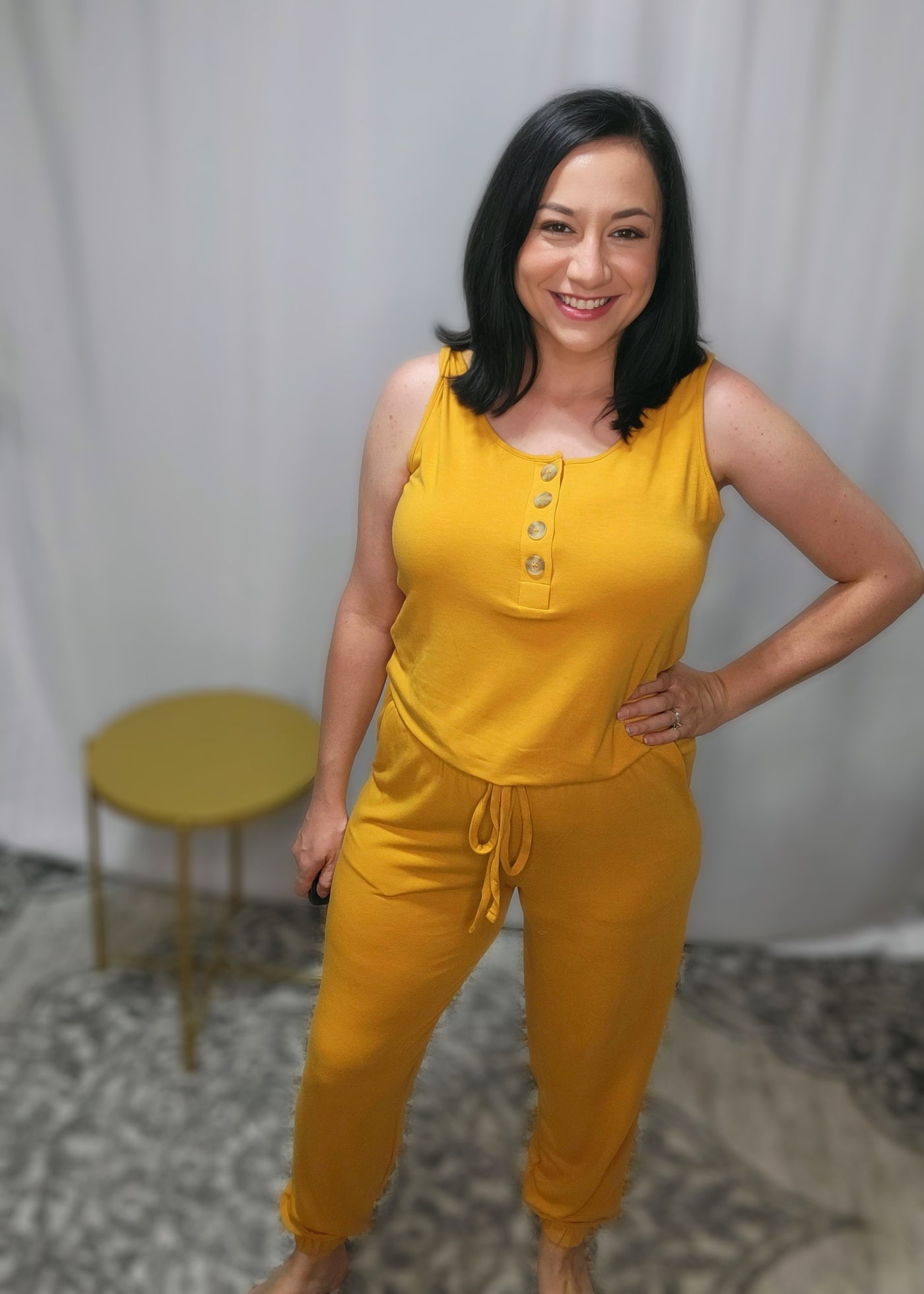 Take Compliments Sleeveless Jumpsuit in Mustard