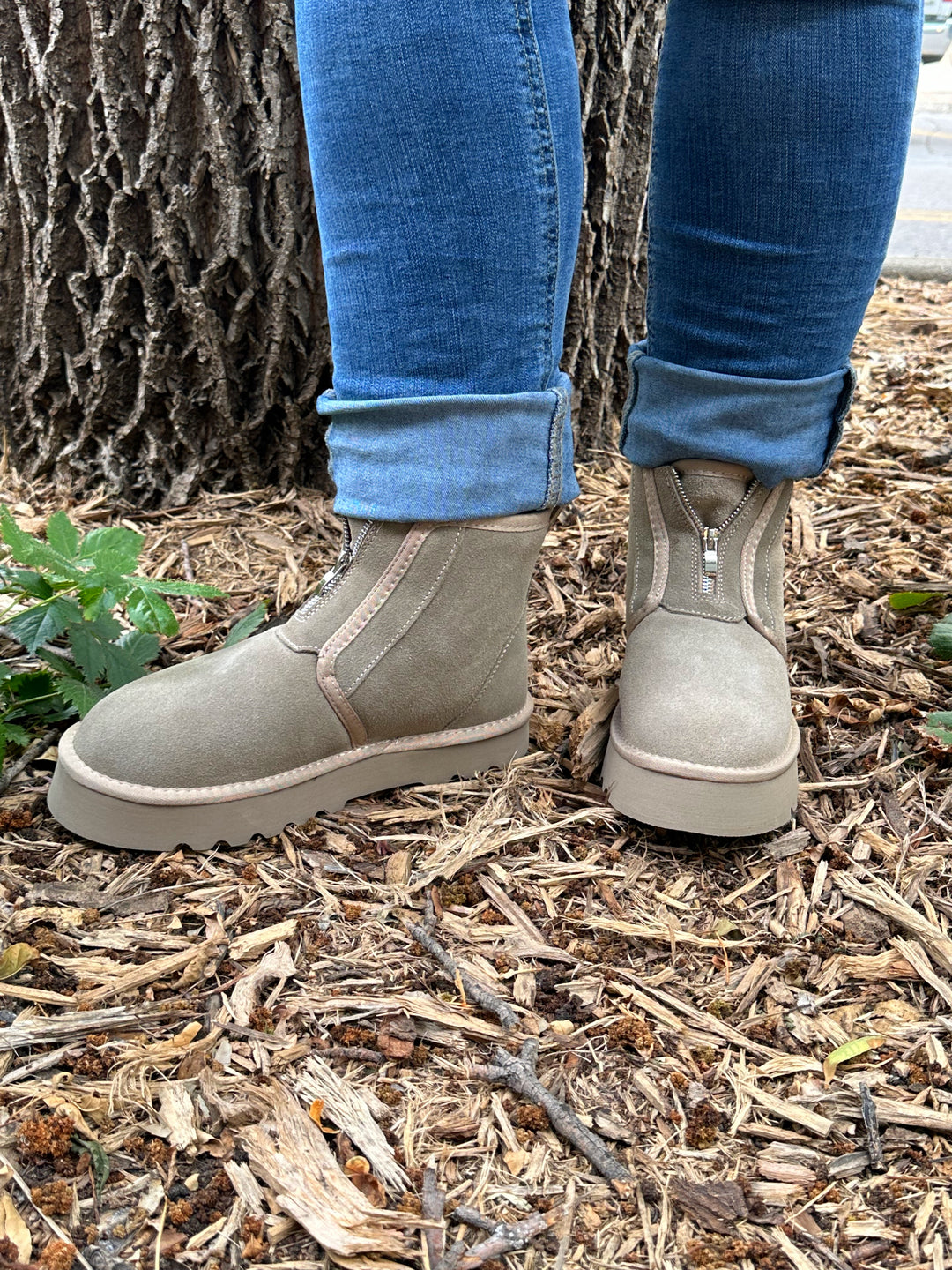 Cuddle Muffin Zipped Suede Booties