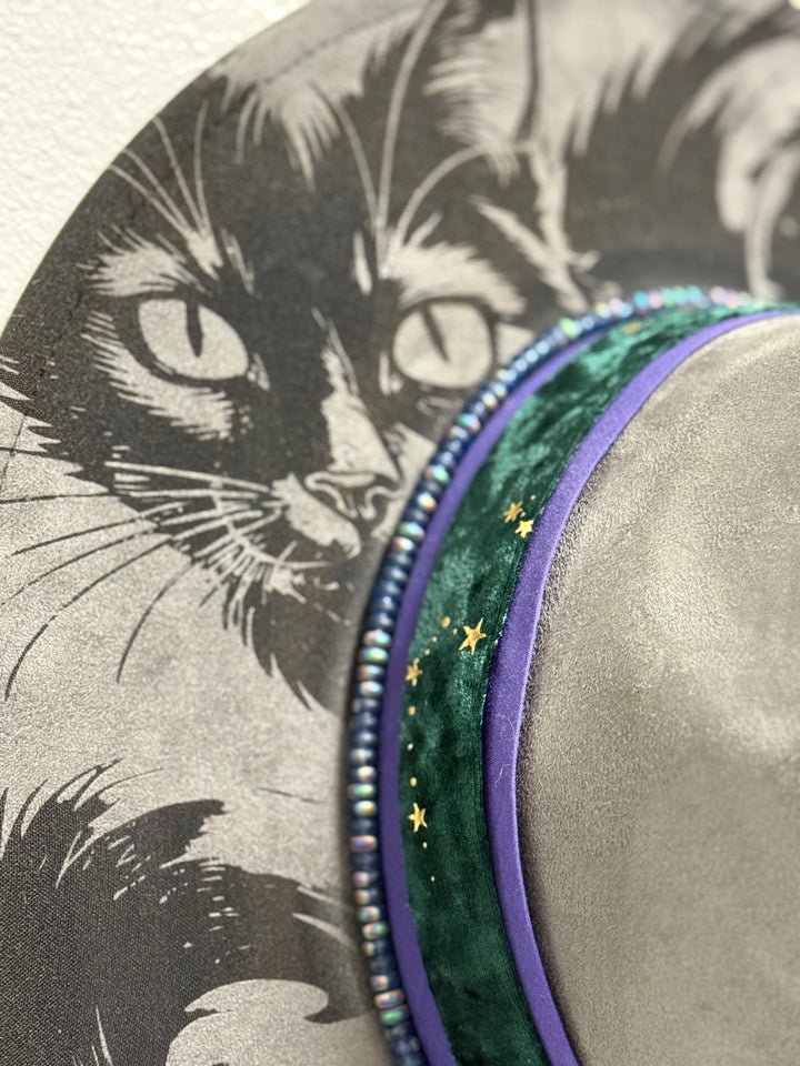 Black Cat Kind of Night Wide Brim Vegan Suede Hat