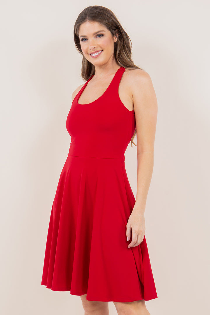 Got My Red Dress On Tonight Criss-Cross Back Dress