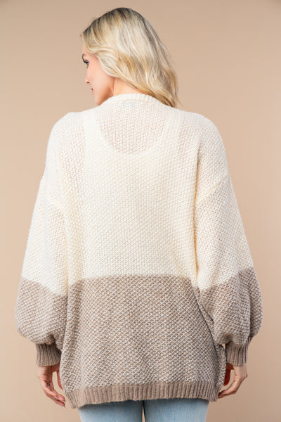 Draped in Comfort Color Blocked Sweater Cardigan