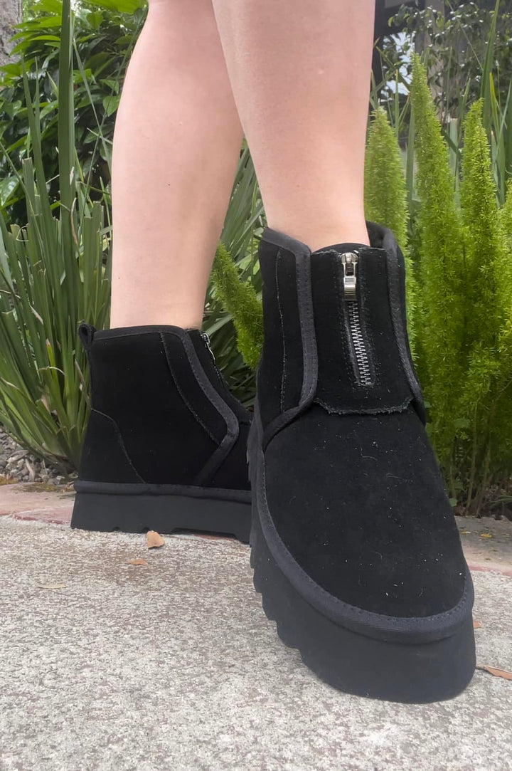 Cuddle Muffin Zipped Suede Booties