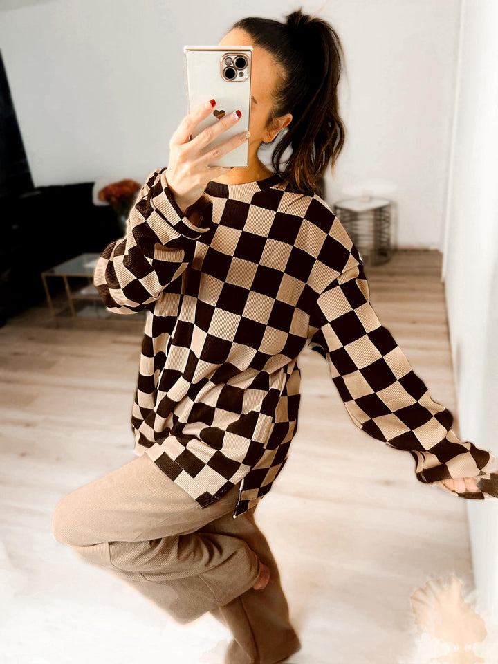 The Queen is the Danger Checkered Sweatshirt & Pants Set Option