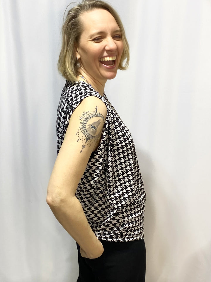 Bringing Attention Houndstooth Sleeveless Top