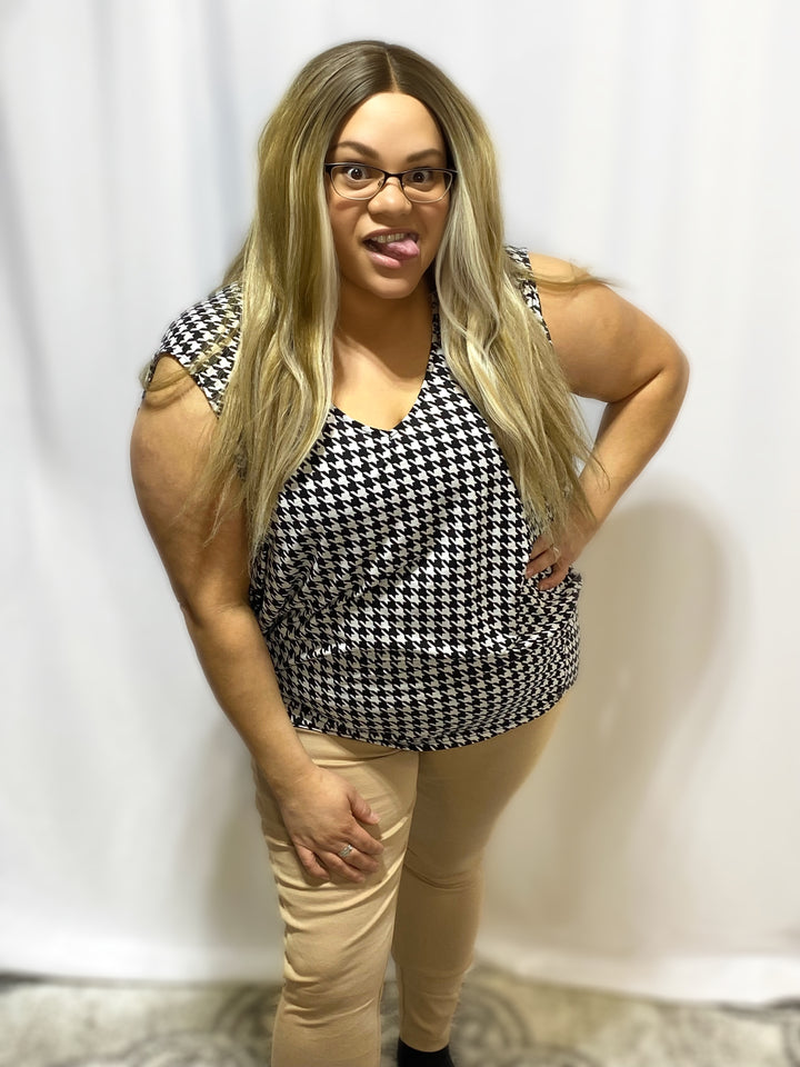 Bringing Attention Houndstooth Sleeveless Top