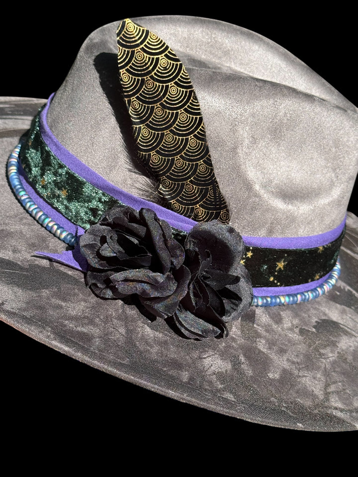 Black Cat Kind of Night Wide Brim Vegan Suede Hat