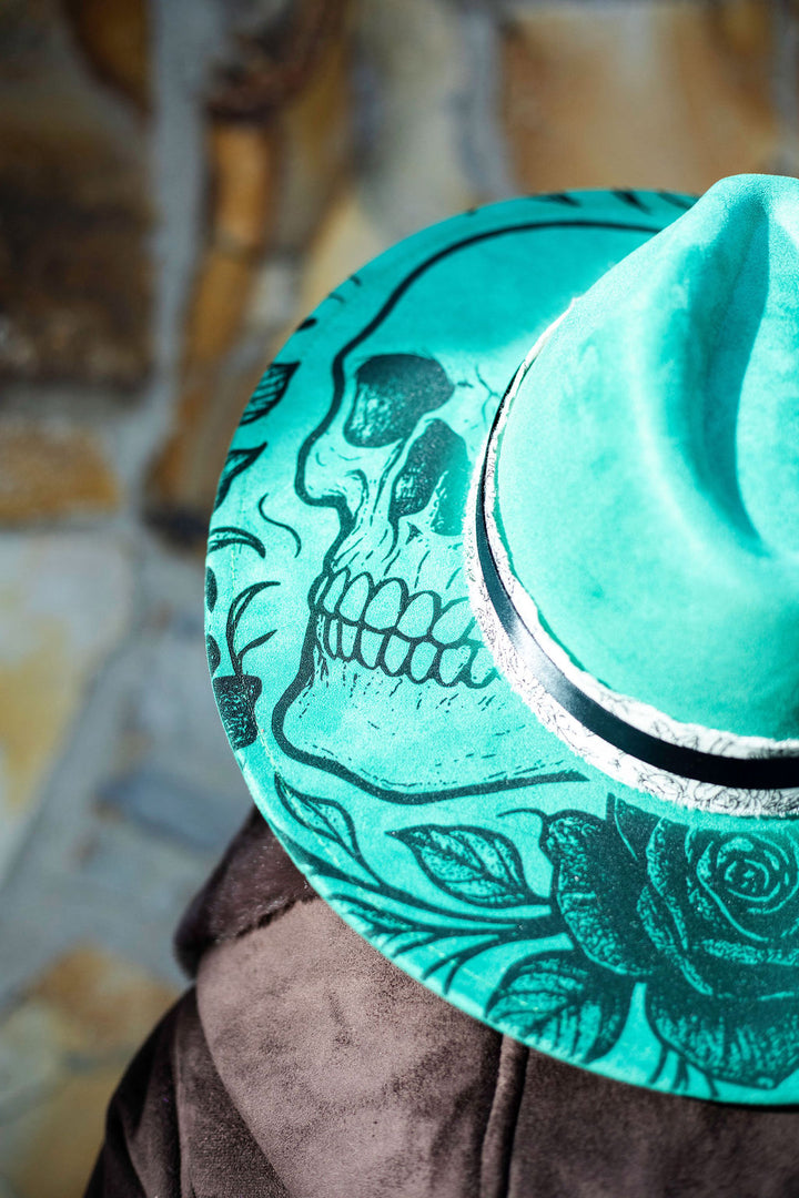 Death Blooms Vegan Suede Wide Brim Hat