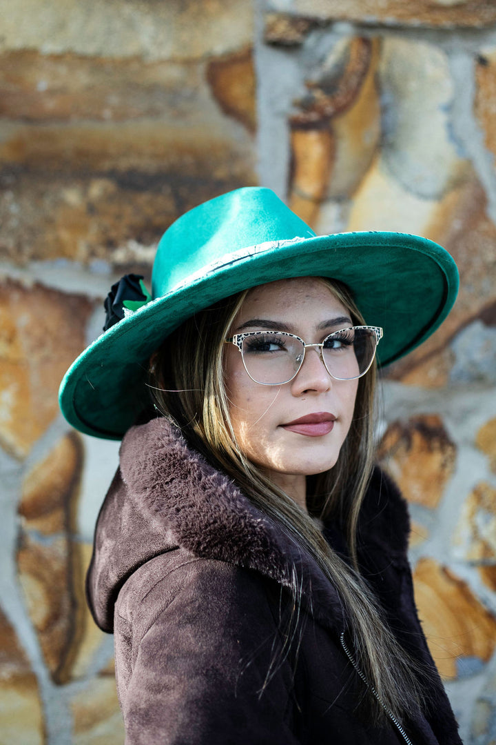 Death Blooms Vegan Suede Wide Brim Hat