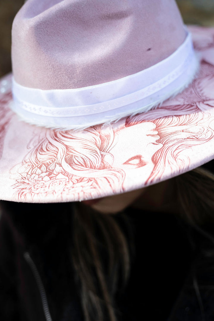 Ethereal Angel Wide Brim Vegan Suede Hat