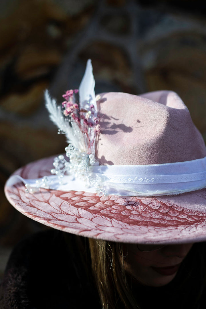 Ethereal Angel Wide Brim Vegan Suede Hat