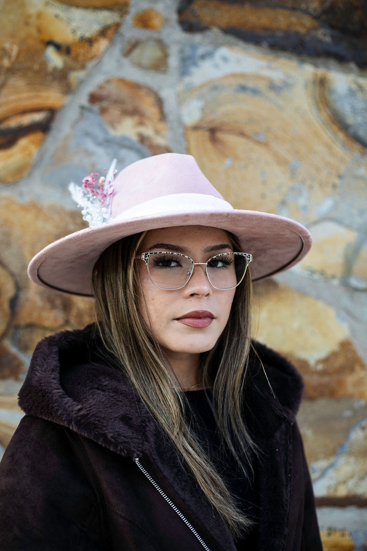 Ethereal Angel Wide Brim Vegan Suede Hat