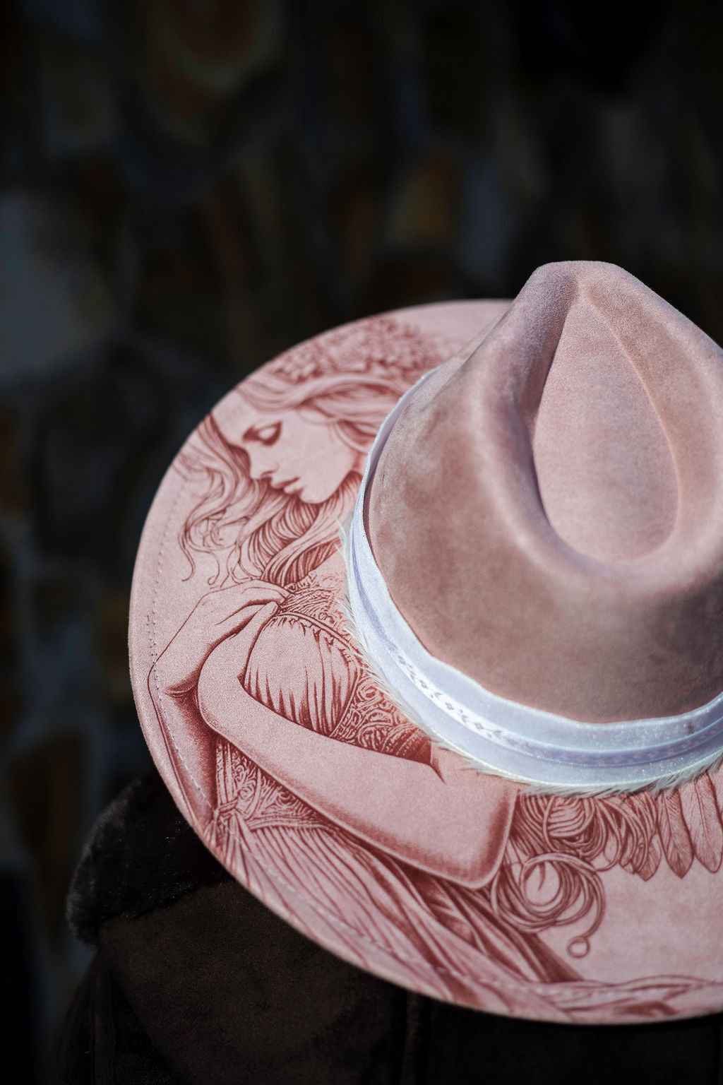 Ethereal Angel Wide Brim Vegan Suede Hat