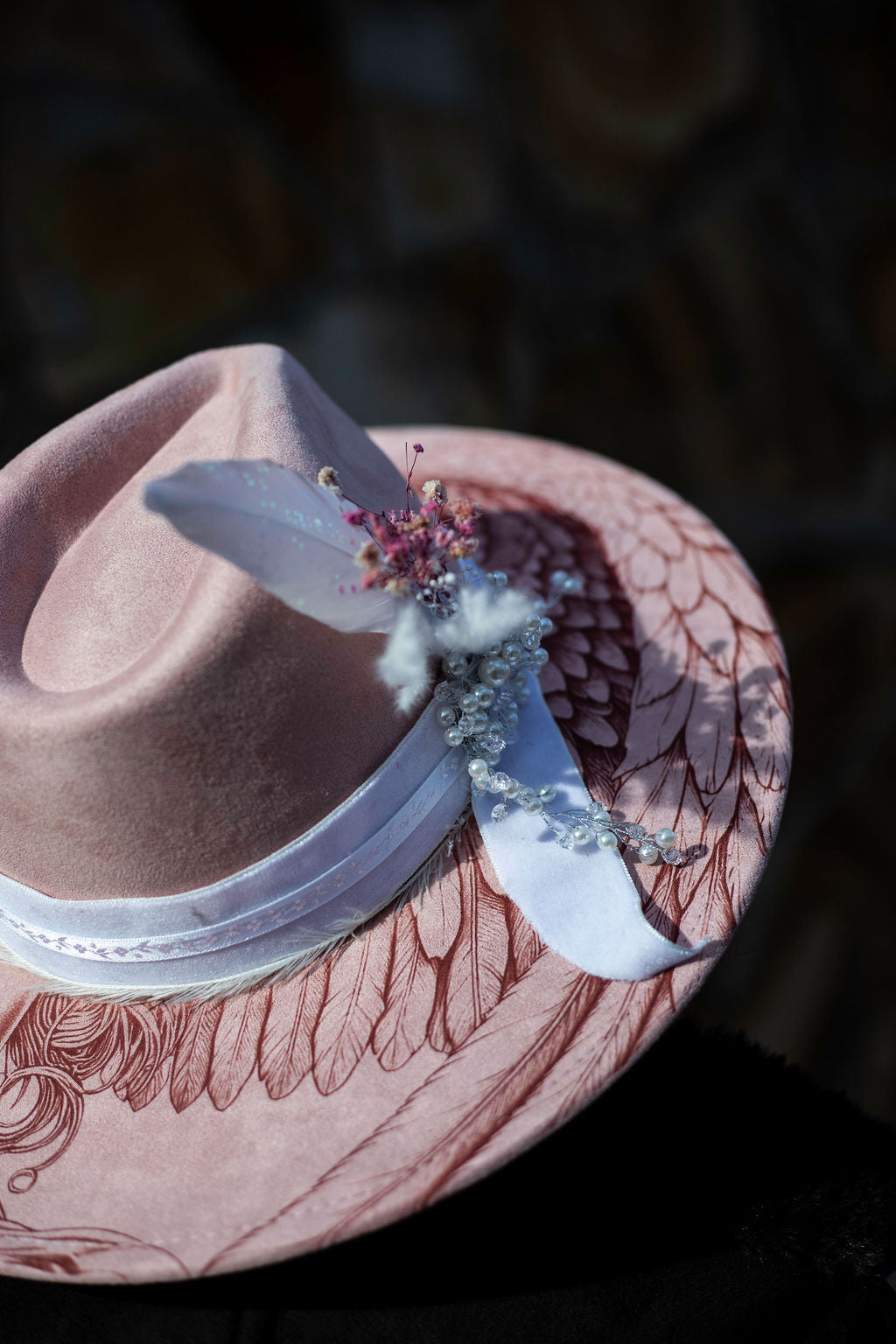 Ethereal Angel Wide Brim Vegan Suede Hat
