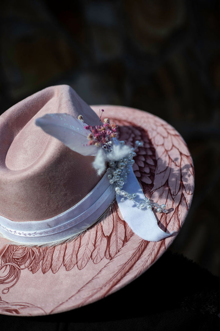 Ethereal Angel Wide Brim Vegan Suede Hat