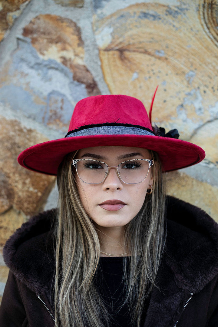 The Crimson Death Wide Brim Vegan Suede Hat