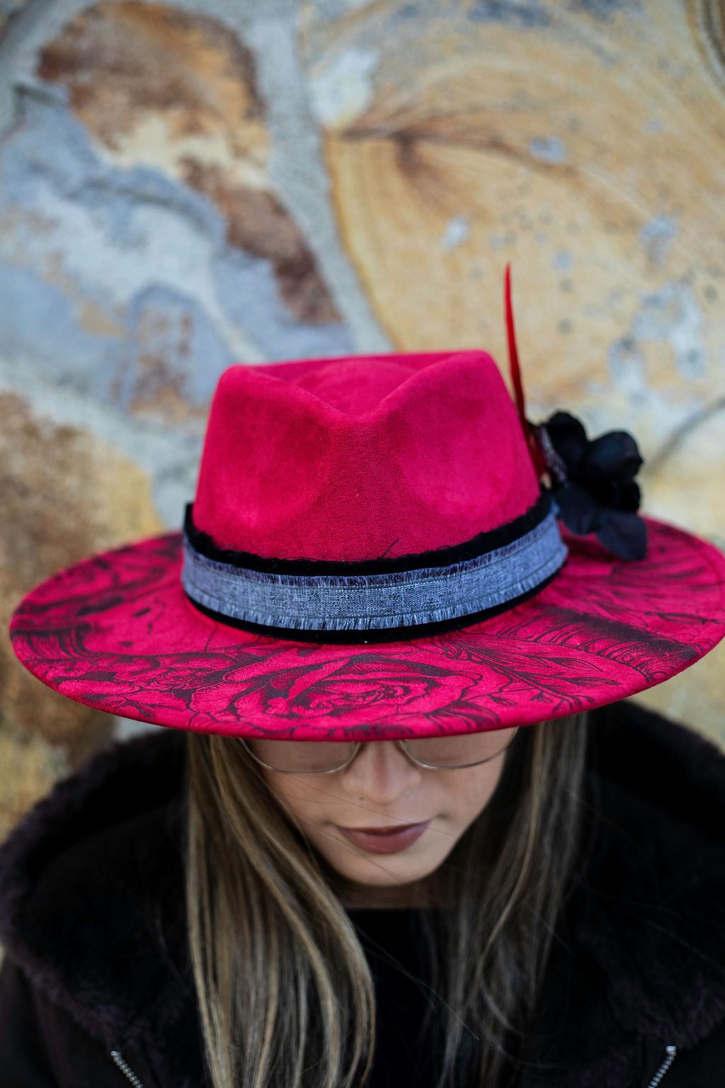 The Crimson Death Wide Brim Vegan Suede Hat
