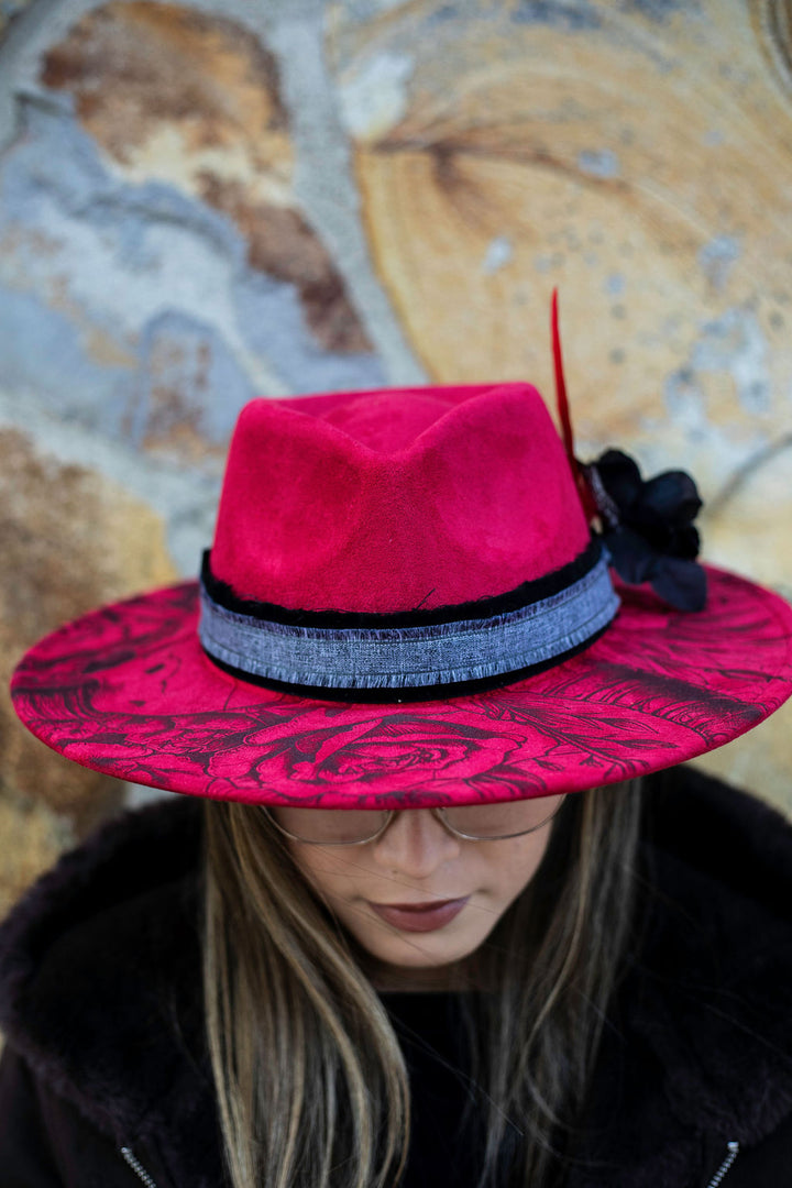 The Crimson Death Wide Brim Vegan Suede Hat