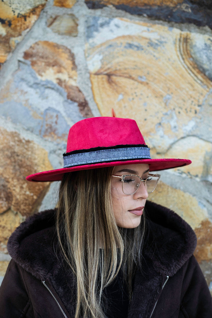 The Crimson Death Wide Brim Vegan Suede Hat