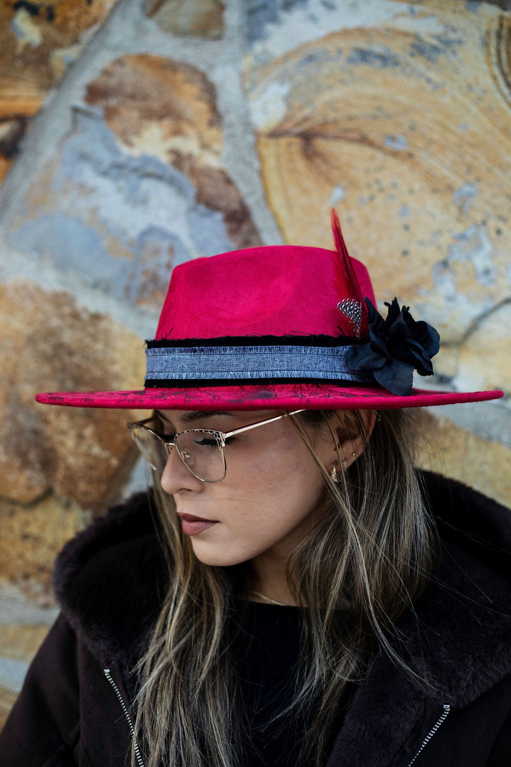 The Crimson Death Wide Brim Vegan Suede Hat