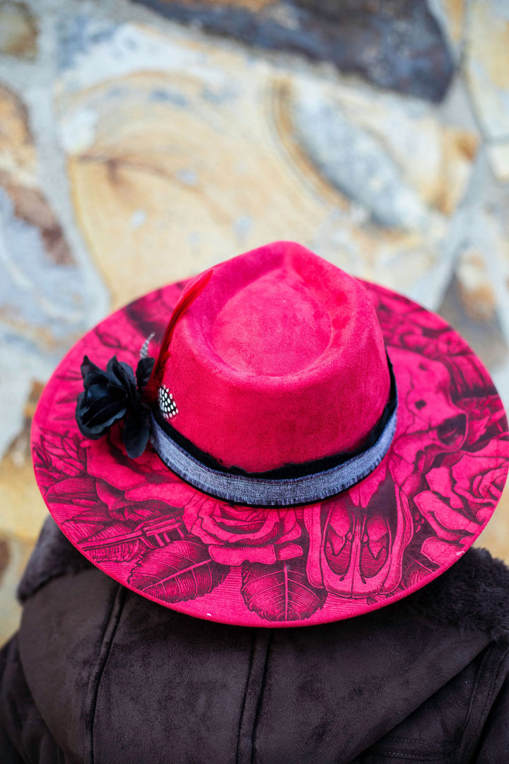 The Crimson Death Wide Brim Vegan Suede Hat