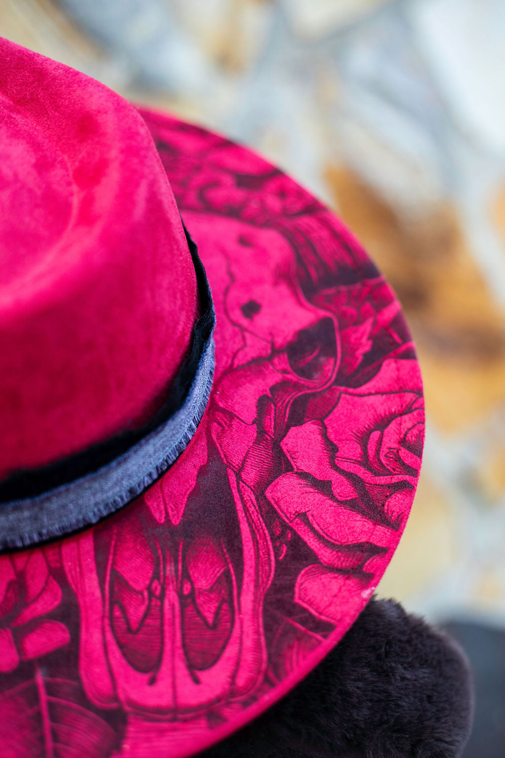 The Crimson Death Wide Brim Vegan Suede Hat
