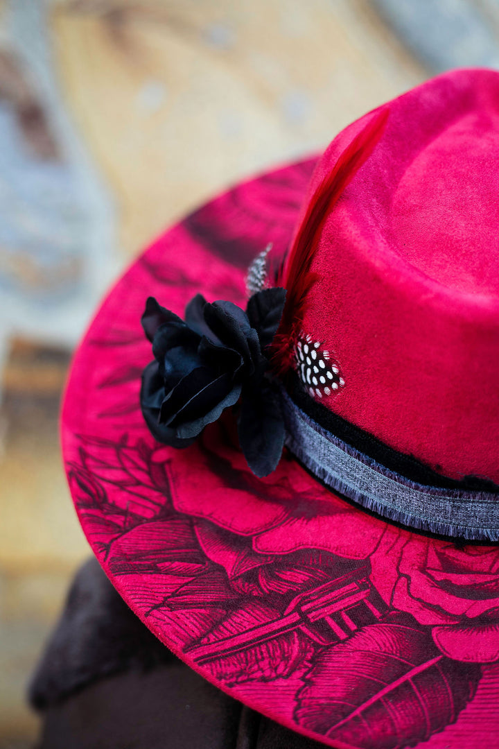 The Crimson Death Wide Brim Vegan Suede Hat