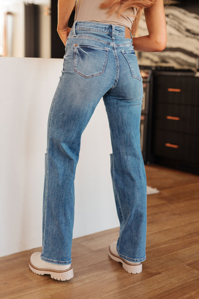 Judy Blue | Bree High Rise Control Top Distressed Straight Jeans