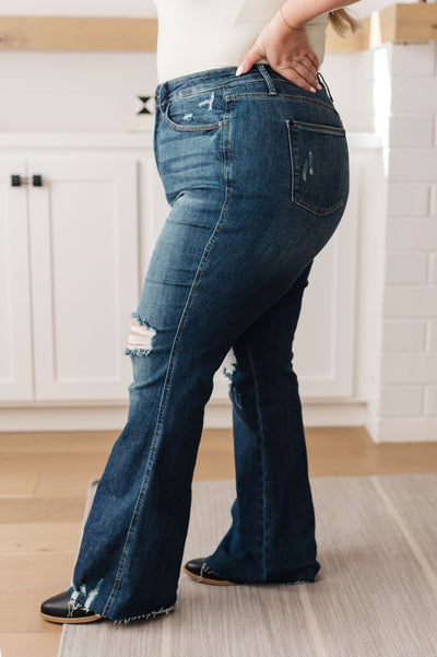 Judy Blue | Cassandra High Rise Control Top Distressed Flare Jeans
