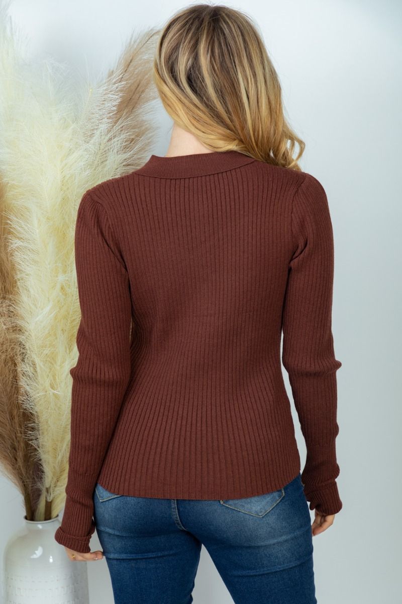 Time Rolls By Collared Sweater w/ Thumb-holes