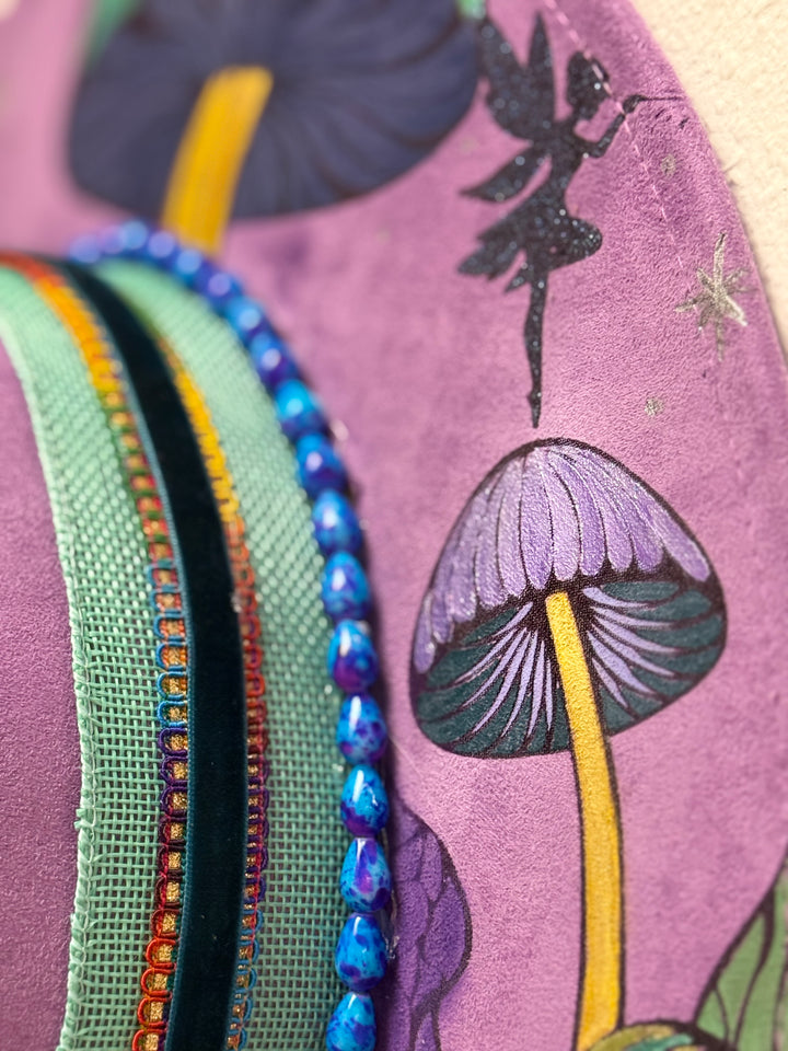 Mystical Mushrooms Wide Brim Vegan Suede Hat