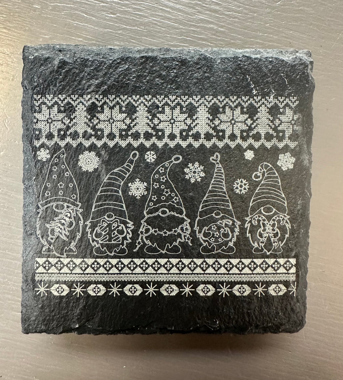 Holiday Gnomes Slate Coasters