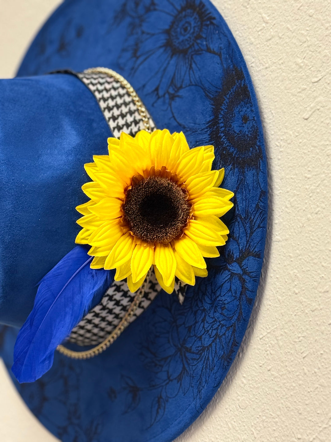 Sapphire Serenade Wide Brim Vegan Suede Hat