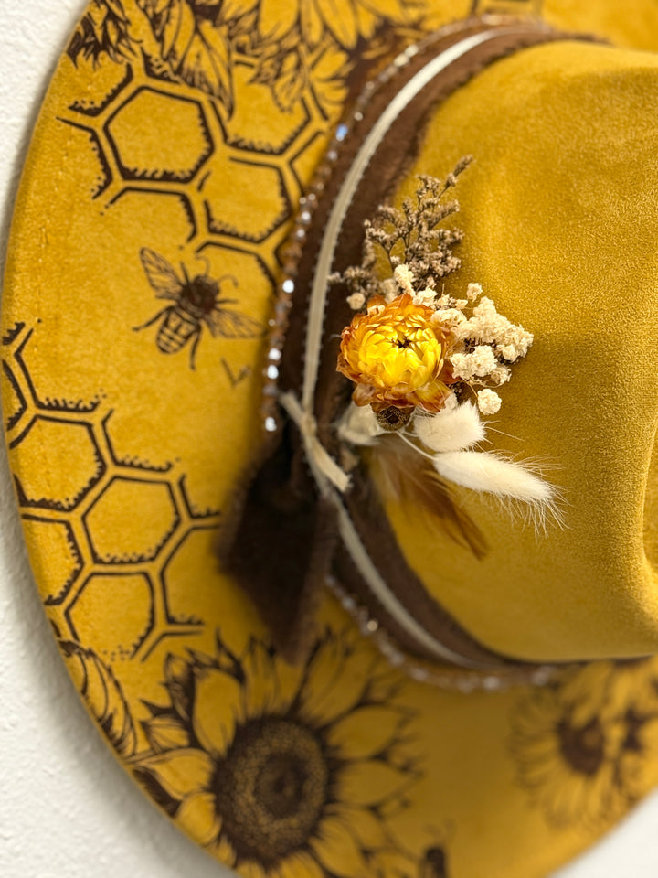 The Pollinators Wide Brim Vegan Suede Hat