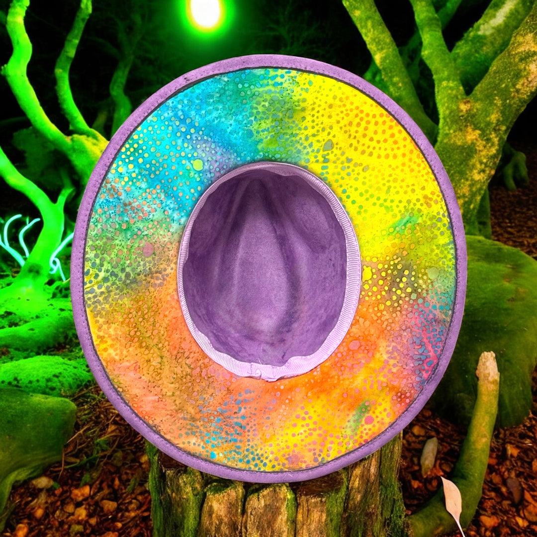 Mystical Mushrooms Wide Brim Vegan Suede Hat