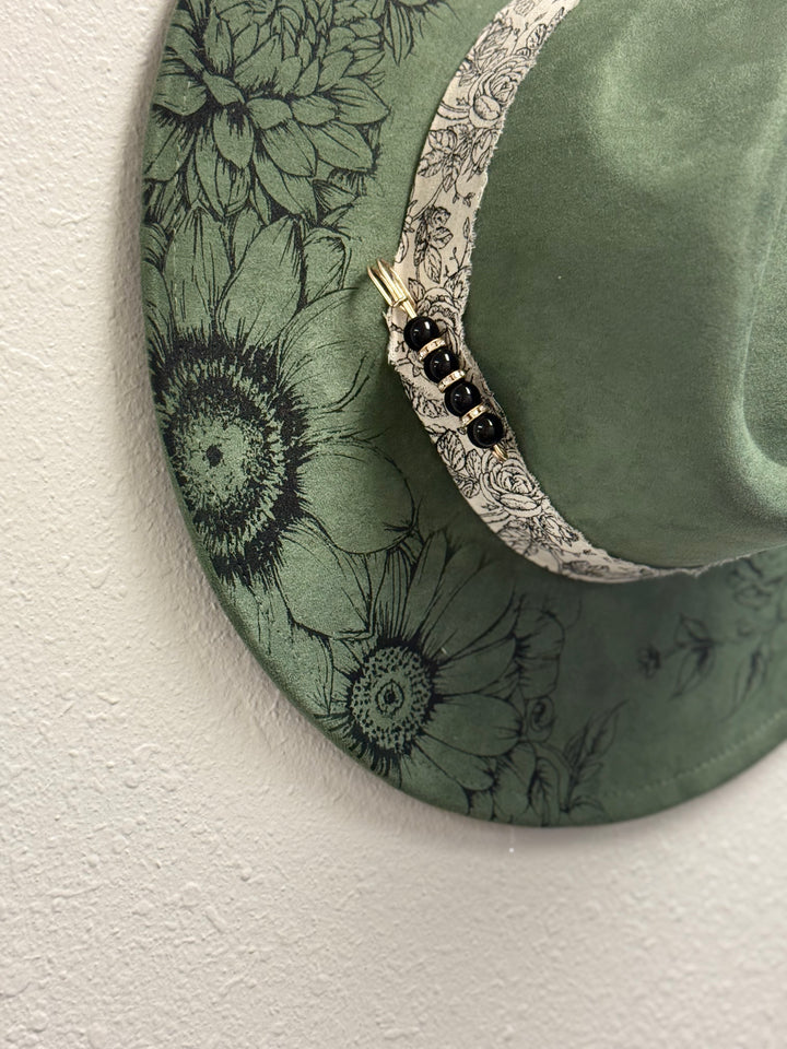 Blooms Aplenty Wide Brim Vegan Suede Hat