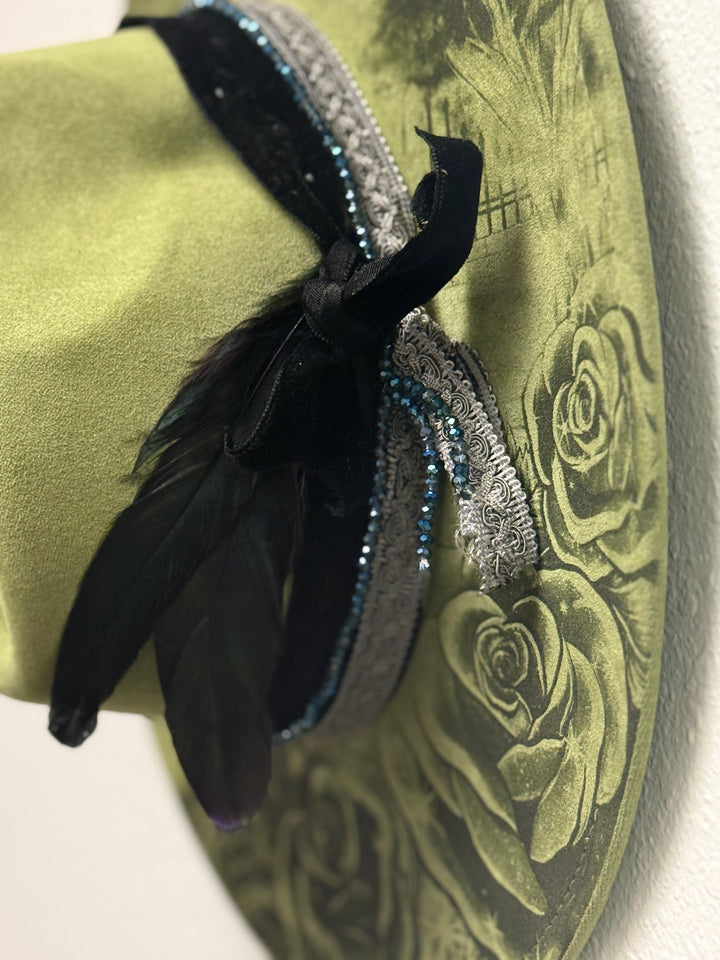 Better with a Dragon Wide Brim Vegan Suede Heart Crown Hat