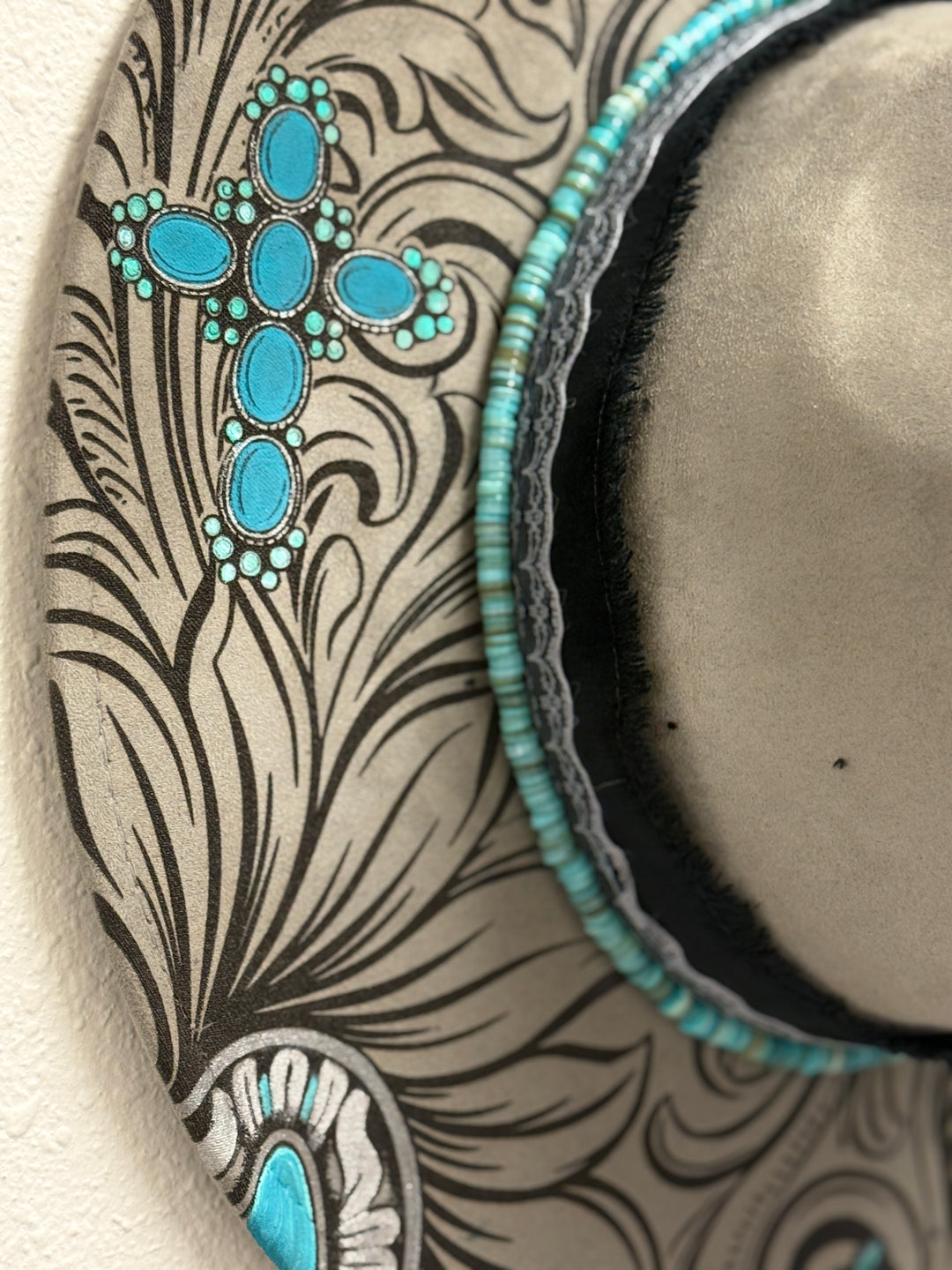 Turquoise Dream Wide Brim Vegan Suede Hat