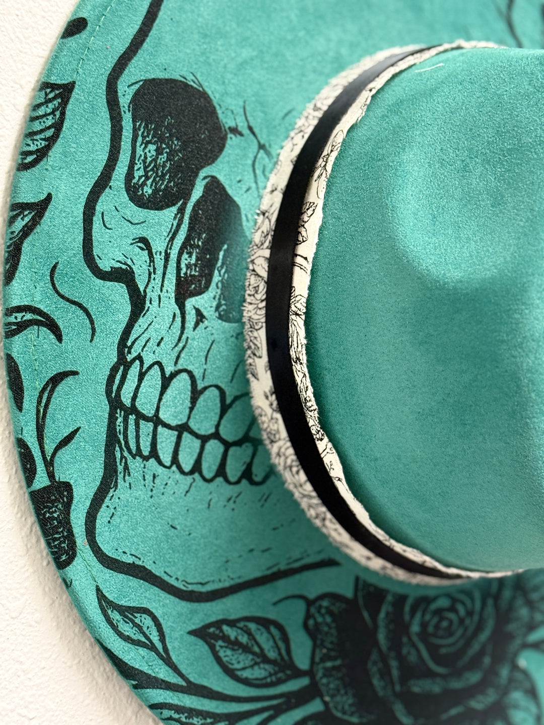 Death Blooms Vegan Suede Wide Brim Hat