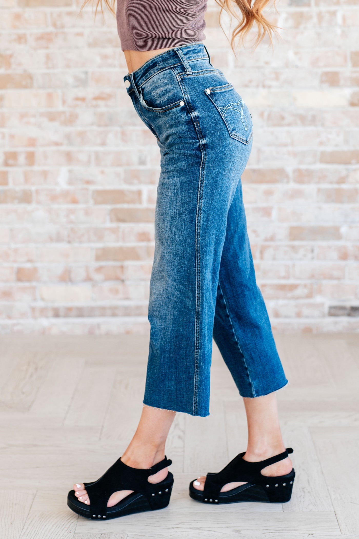 Judy Blue | Hayes High Rise Wide Leg Crop Jeans