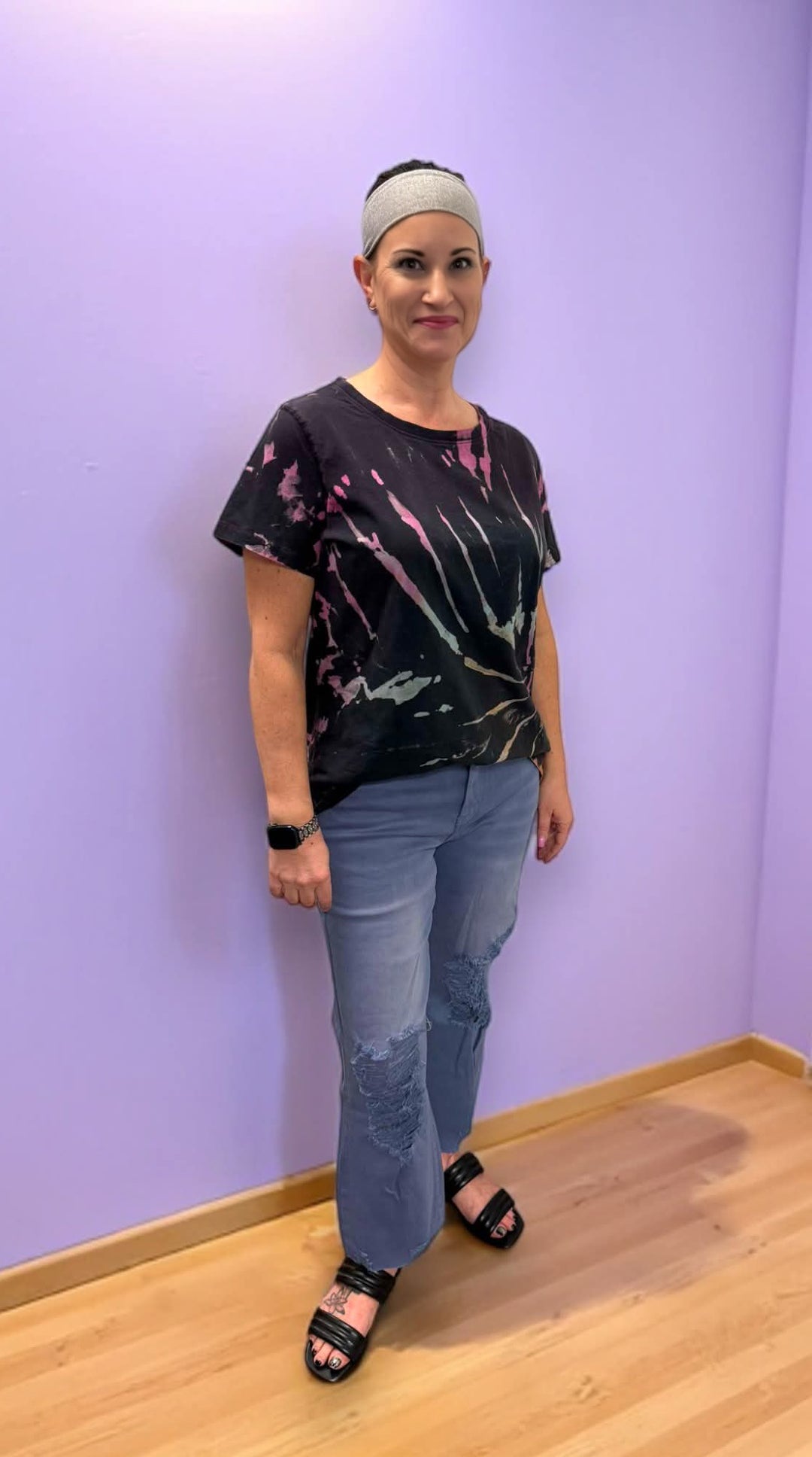 Rubies & Honey | Mermaid Blue Distressed Cropped Wide Leg