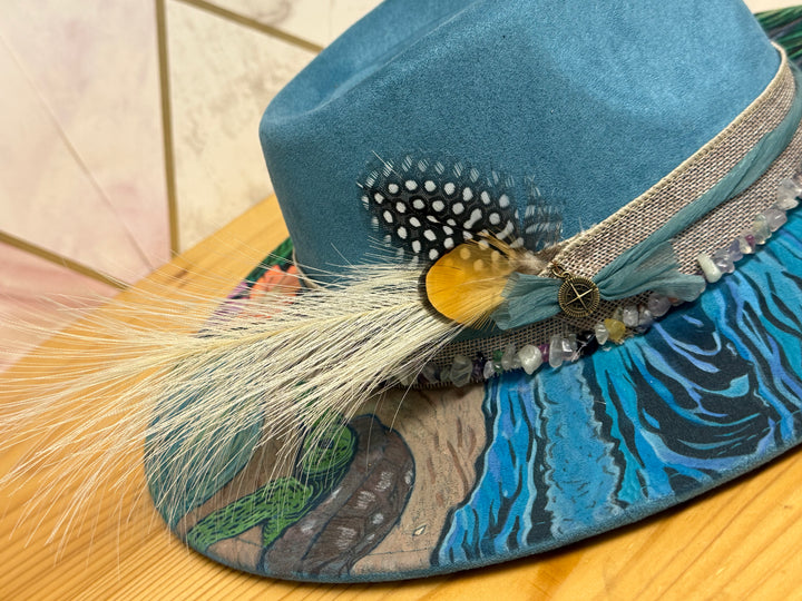 Painted She is a Mermaid Wide Brim Vegan Suede Hat