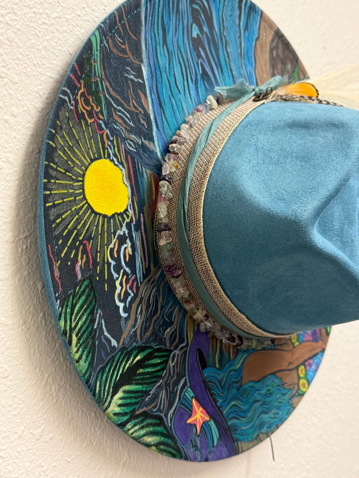 Painted She is a Mermaid Wide Brim Vegan Suede Hat