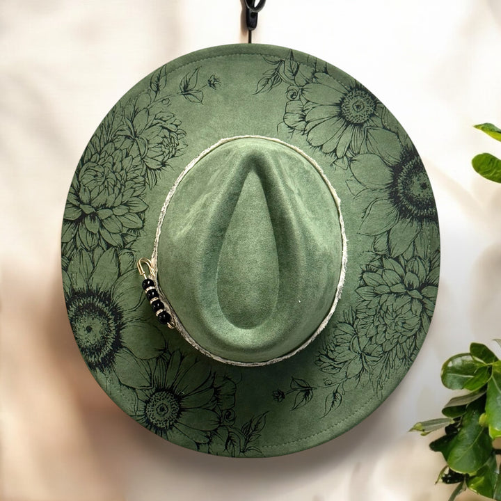 Blooms Aplenty Wide Brim Vegan Suede Hat