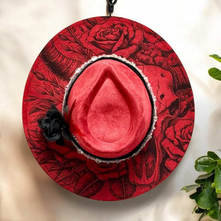 The Crimson Death Wide Brim Vegan Suede Hat
