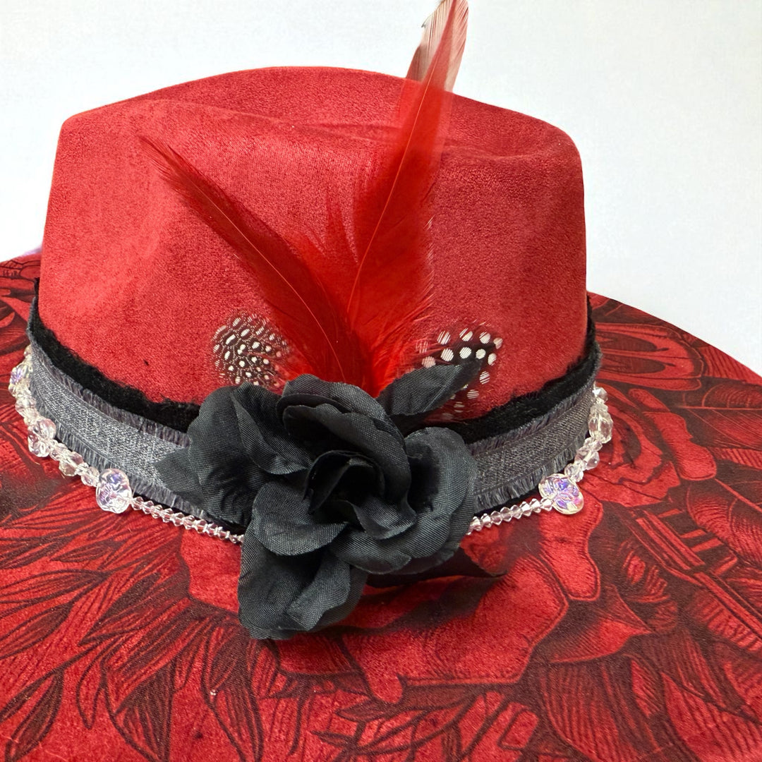 The Crimson Death Wide Brim Vegan Suede Hat