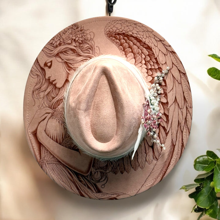 Ethereal Angel Wide Brim Vegan Suede Hat