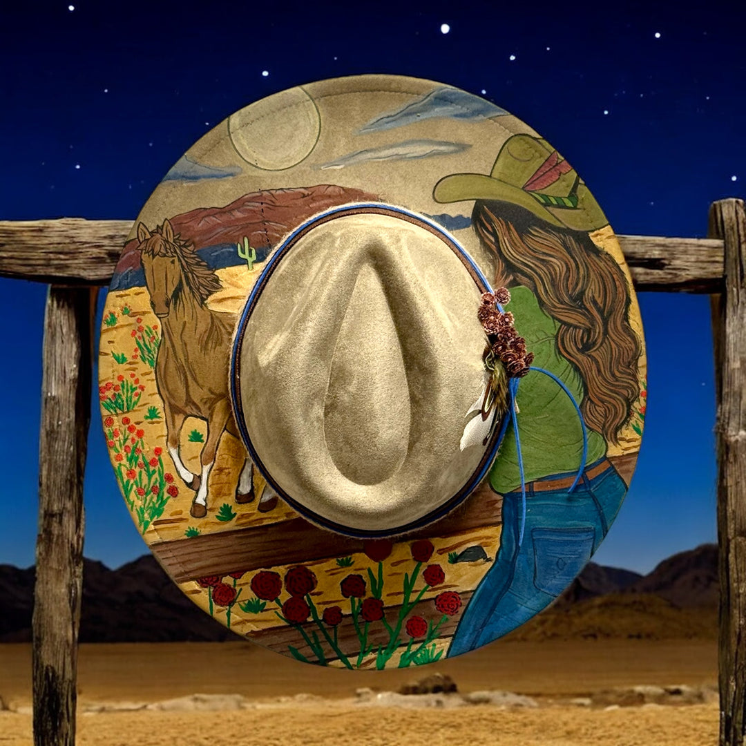 Saddled Moon Wide Brim Vegan Suede Hat