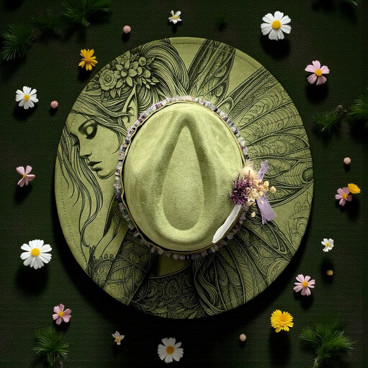 Faerie Fern Wide Brim Vegan Suede Hat