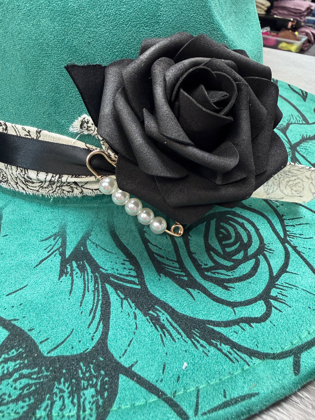 Death Blooms Vegan Suede Wide Brim Hat